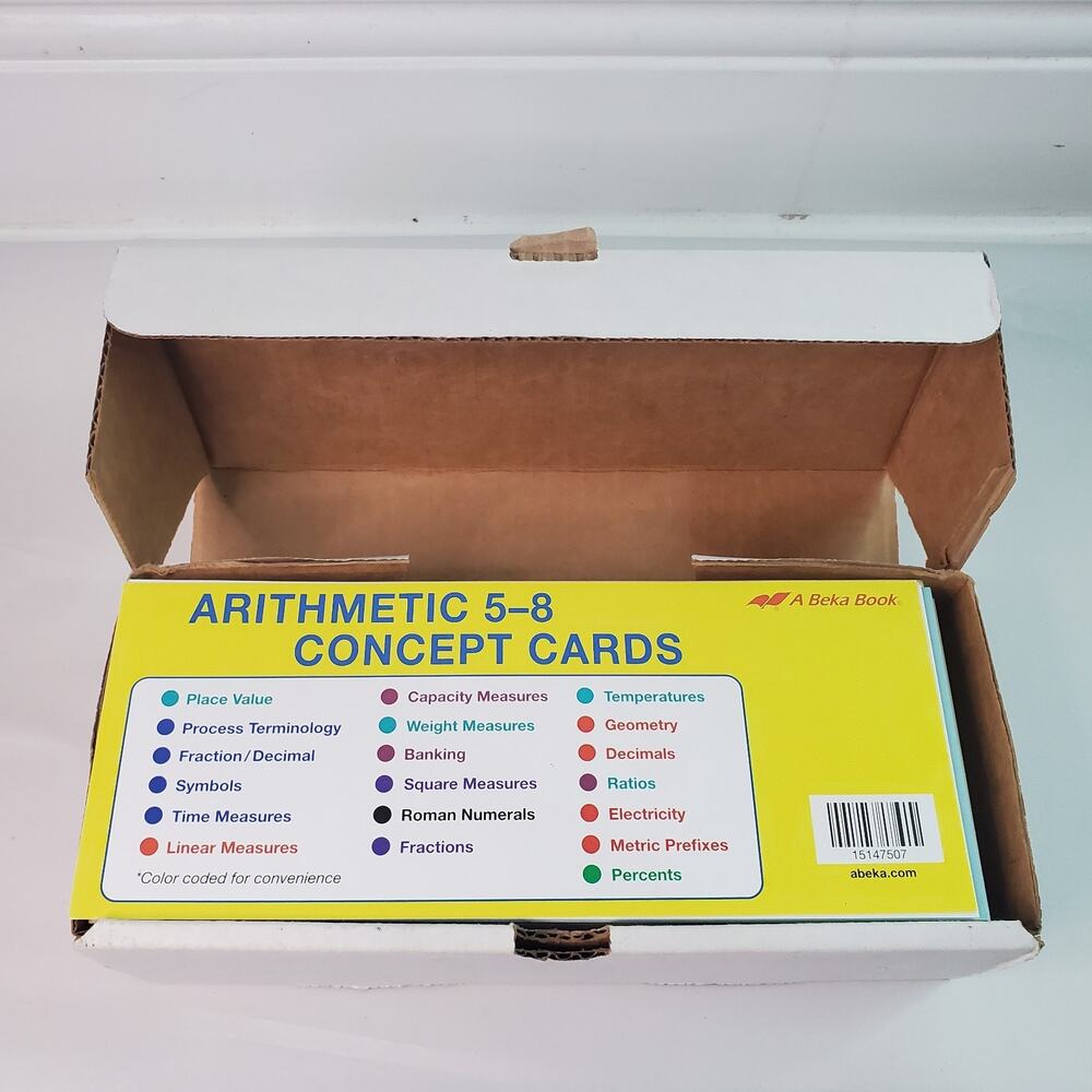 Abeka Arithmetic 5-8 Concept Cards Complete Set 199 Flash Cards